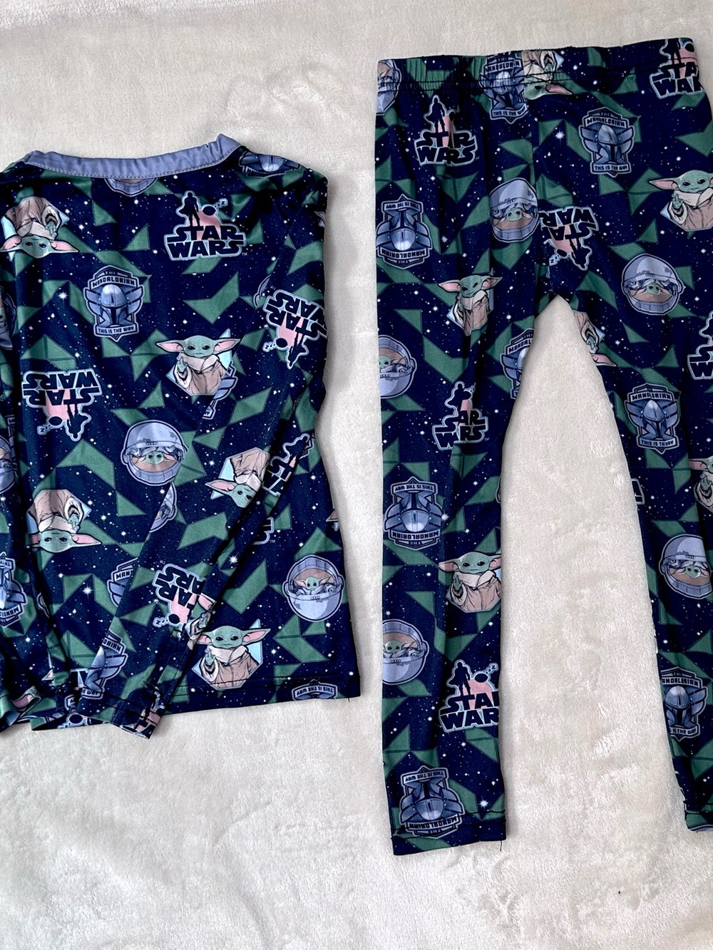 Star Wars Boys Navy, Green and Light Blue Grogu Pajama Set